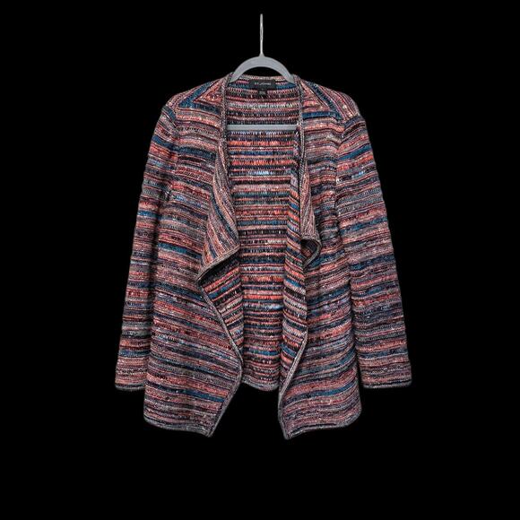 St. John Autumn Chunky Wool Blend Open Draped Knit Cardigan Sweater, Size Medium - Picture 1 of 13